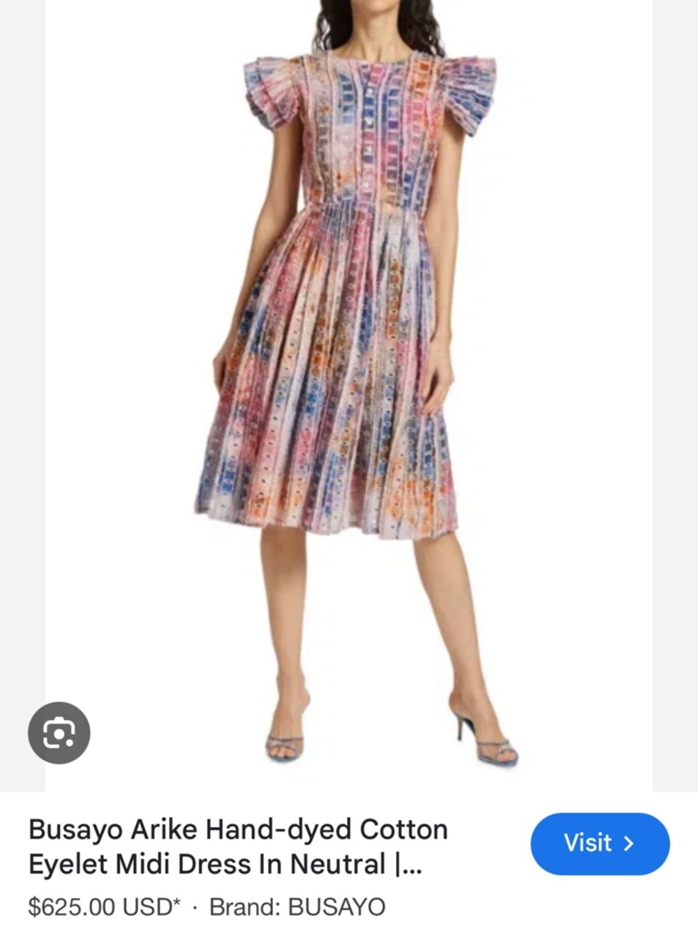 Hand-Dyed Eyelet Midi Dress in Multicolor